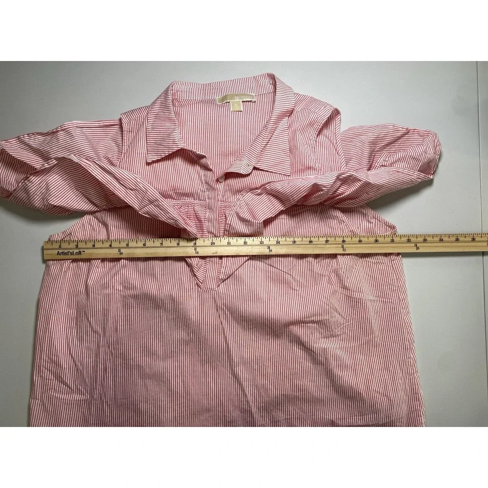 Michael Kors Womens Tiered Peplum Shirt Size XL Girl Next Door‎ Coastal Vacation